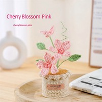 BH Siap Kirim Benang Wol Rajutan Tangan Buatan Tangan Tanaman Clematis dalam Pot Dekorasi Meja Rumah Kantor Bunga