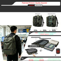 Sac à dos de voyage compressible en tissu Oxford 900D avec serrure antivol TSA, extensible de 5 cm, compartiment pour ordinateur portable 17 pouces, idéal pour les activités de plein air et les affaires (OEM)