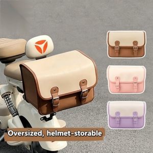 Sac de casque de <span class=keywords><strong>moto</strong></span> en cuir PU imperméable, grande capacité, sac de rangement arrière pour trottinette électrique, compatible universel Yadea Aima Luyuan EBike - Product Image 2