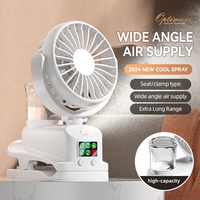 Ventilateur brumisateur portable rechargeable à clipser, 4 vitesses, silencieux, avec réservoir d'eau de 20 ml pour la maison et le bureau