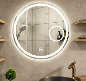 Round LED Bathroom <b>Mirror</b> Anti Fog Wall Mounted Smart <b>Makeup</b> <b>Mirror</b> 3 Color Dimmable Touch Screen for Hotel Home - Product Image 5