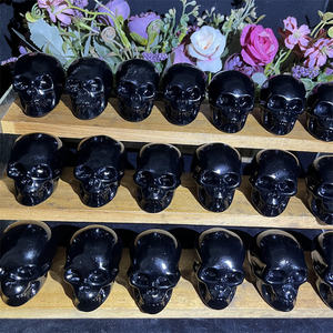 Hot Selling Bulk Quartz Schedels Natuurlijke Kristallen Ambachten Hand Gesneden Spookhoofd Genezing Zwarte Obsidiaan Schedels Voor Decoratie - Product Image 3