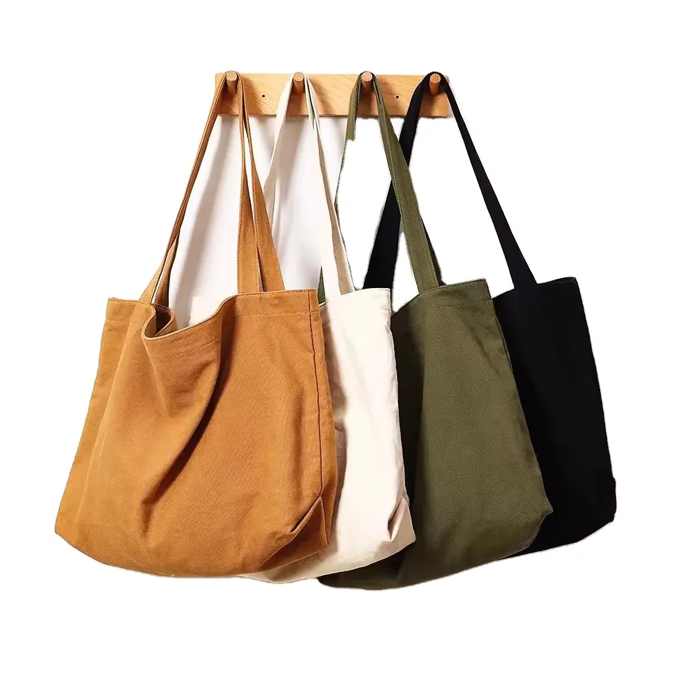 حقائب يد ذات سعة كبيرة كاجوال للاستخدام اليومي صديقة للبيئة قابلة لإعادة الاستخدام بشعار مخصص حقيبة كتف قماشية قطنية للتسوق والشاطئ