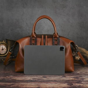 Sac Ando vintage en cuir de vache véritable, grand sac à main à poignée supérieure, sac bandoulière pour femmes - Product Image 5