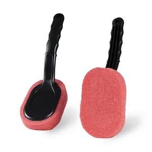 Grosir roda mobil dan sikat spons lapisan aplikator Waxing ban hitam dan merah sikat spons Waxing dapat diganti pembersih tangan