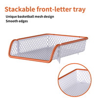 Organisateur de bureau empilable à 3 niveaux ALLIFE en plastique écologique, porte-documents et porte-lettres, blanc et orange, pour usage professionnel (vente en gros)