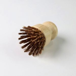 Bamboo Handle Copper Bristle Grill <b>Brush</b> Restaurant Cooking Cleaner Tool BBQ Scrubber with Laser Engraved Logo - Product Image 4