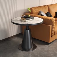 Mesa de Centro Moderna de Lujo con Panel de Piedra y Base Pulida para Habitaciones de Hotel, Oficinas de Ventas y Salas de Exhibición