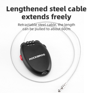 ROCKBROS-<span class=keywords><strong>Candado</strong></span> de combinación de cable retráctil, <span class=keywords><strong>candado</strong></span> de seguridad con contraseña, <span class=keywords><strong>candado</strong></span> ABS con hebilla <span class=keywords><strong>para</strong></span> casco de bicicleta - Product Image 5