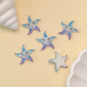 100 pièces Bling coquillage hippocampe dessin animé océan résine Cabochons pour téléphone coquille déco artisanat bijoux chapeaux pinces à cheveux accessoires - Product Image 5