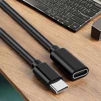 Cable de Extensión Tipo-C 2.0 Macho a Hembra de 0.5M 2A 60W con Blindaje Trenzado de PVC para Carga Rápida de Teléfonos Móviles, Bancos de Energía y Computadoras