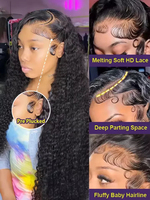 Wig keriting Frontal renda 13x4 HD tanpa lem Brasil dalam keriting transparan penuh renda rambut manusia untuk WANITA HITAM