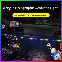 Lumière ambiante sans fil pour voiture, 7 couleurs, alimentée par USB, décoration intérieure en acrylique, bande lumineuse froide montée sur véhicule