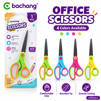 Ciseaux de bureau en acier inoxydable à pointe arrondie, coupe lisse, prise en main confortable, outil pour l'école, la maison et l'artisanat, emballage blister, couleurs assorties