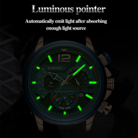 LIGE LG8959 Montre chronographe à quartz pour hommes d'affaires et sport avec bracelets en cuir étanches Alliage Calendrier lumineux Main Verre analogique