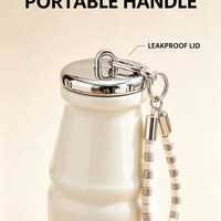 Gobelet à lait en acier inoxydable de 280 ml avec sangle de poignet perlée, tasse de voyage isolée portable anti-fuite