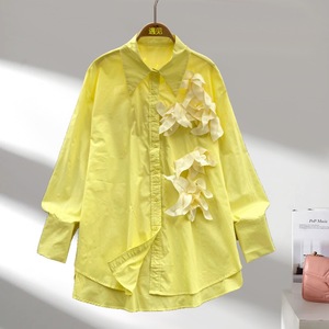 Blusa de Cuello Alto para Mujer con Diseño Floral 3D, Sensación Premium, a la Moda - Product Image 3