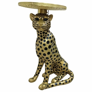 <span class=keywords><strong>Table</strong></span> <span class=keywords><strong>console</strong></span> d'angle moderne de luxe léger en résine et laiton en forme de guépard avec plateau en cuivre pour salons de villas et d'hôtels - Product Image 1