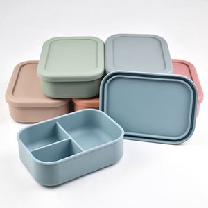 Boîte à bento écologique en gros avec couvercle, récipient en silicone de qualité alimentaire, compatible micro-ondes, réutilisable, pour la préparation des repas au bureau - Product Image 1