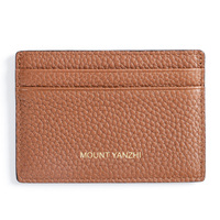 Dompet Kartu Kulit Asli OEM Grosir Fashion, Cetak Logo Kustom, Polos, Tempat Kartu Identitas/Kredit/Nama, Tanpa Penutup, Unisex
