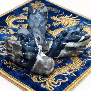Série de statues de têtes de dragon en cristal, vente en gros, très demandées, pour l'attraction de richesse, pierre décorative sculptée, pierre brute, pierre concassée - Product Image 1