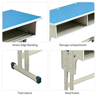 Ensemble de chaise et table d'étude en bois pour étudiants, double place, réglable, ignifuge, en HDF, écologique, avec tiroirs, vente en gros