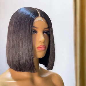 Perruque Bob Courte Sans Colle en Cheveux Humains, Super Double Drawn Qualité 12A, Cheveux Bruts Vietnamiens Lisses Raides, avec Closure 4x4 - Product Image 1