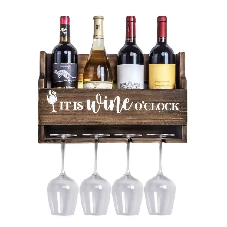 Wholesale customization solid pine wine holder wooden wall mounted wine racks kitchen storage