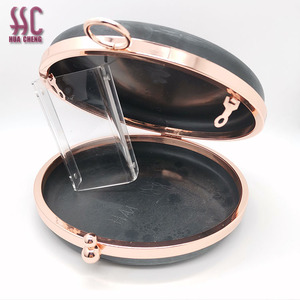 Caja con marco de monedero de metal de 18cm, marco de monedero de embrague de forma redonda para bolso con juego de cadena <span class=keywords><strong>Handel</strong></span> - Product Image 2