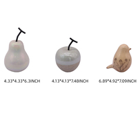 Statue de fruits 3D personnalisée blanche polie poire et pomme figurine en céramique ornements pour peinture à la main oiseau artisanat décoration de la maison