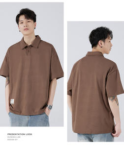 100% algodón peso pesado de lujo de gran tamaño hombro caído logotipo personalizado diseño boxy Polo en blanco camiseta para hombres - Product Image 4