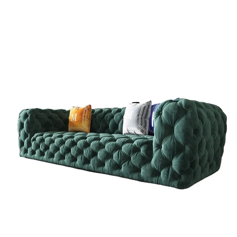 Modernes italienisches Mondoberflächengewebe-Sofa-Set Licht Luxus gefrostetes Leder mit Holzmaterial für Hotel-Wohnzimmer