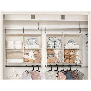 Fabric Hanging Closet Organizer with Garment Rod 4 Section Closet Hanging Shelves - Product Image 4