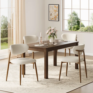 Sillas de Comedor Modernas Tosee - Respaldo Curvo de Tela Beige Claro, Patas de Madera Maciza Marrón Claro, 1 Año de Garantía para Cocina y Comedor - Product Image 2