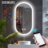 Lecteur Musical 5A 12V 60W, Capteur Tactile Double Bouton, Variateur LED Une/Trois Couleurs, Interrupteur Tactile Miroir avec Haut-Parleur