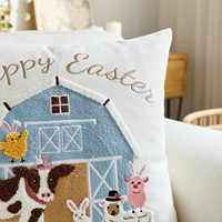 Housse de coussin moderne brodée de fleurs pour Pâques, amovible et lavable, en faux lin, pour la décoration de la maison, housse de coussin de canapé