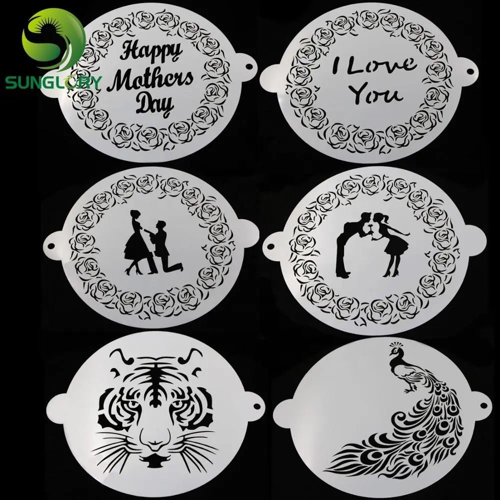 Happy Mother's Day Tiger Peacock Fondant Cake Stencil Wedding Decoration Cookie Cupcake Template Mold Baking Tools For Cakes