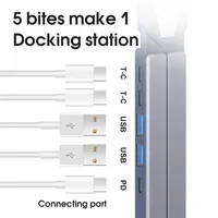Support d'ordinateur portable pliable et réglable en aluminium Gamshare Original Factory Metal USB Type-C PD avec station d'accueil