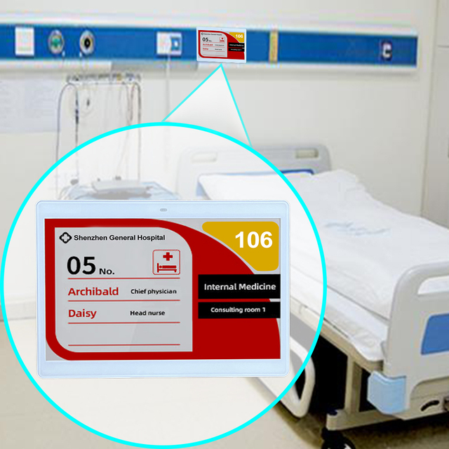 Hospital Bed E Ink Medication Administration Record Display Point Of Care Verify Patient Id Drug Details & Timing Enhance Safety