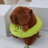 Porte-clés en peluche mini capybara Kawaii avec anneau de natation canard/cochon/grenouille, ornement animal en peluche douce pour sac à dos et cadeau pour enfants