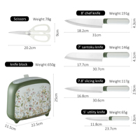 2025 Tendance Produit Cuisine Outils De Coupe Profession Chef Cuisine Couteau Ensemble avec Support De Bloc D'impression