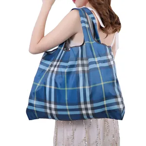 Sac fourre-tout extensible en polyester 210D écologique et lavable, sac de courses réutilisable en RPET pliable - Product Image 4