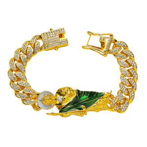 Pulsera de <span class=keywords><strong>San</strong></span> <span class=keywords><strong>Judas</strong></span> <span class=keywords><strong>Tadeo</strong></span> Chapada en Oro con Dije de Cadena Cubana para Hombre con Diamantes de Imitación Joyería Religiosa Católica de Oración - Product Image 1