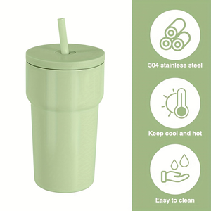 Vaso Térmico de Acero Inoxidable 304 con Aislamiento al Vacío, con Pajita, a Prueba de Fugas, Termo Portátil para Oficina, Viajes y Actividades al Aire Libre - Product Image 5