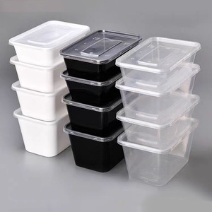 Hộp đựng thức ăn nhựa PP trong suốt màu đen dùng một lần, có thể dùng lò vi sóng, hình chữ nhật, dùng để mang đi - Product Image 2