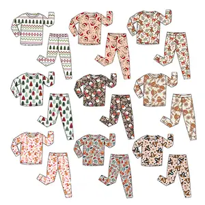 Baby Pajama Set Bamboo Material Sleepwear Children Custom Print Comfortable Fabric Elastic Waistband Kids Leisure Wear