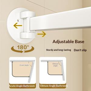 Moderna Tenda da Doccia Angolare per Vasca da Bagno in Lega di Alluminio, Curva, Multifunzionale, Senza Foratura, Estensibile e Telescopica - Product Image 2