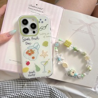 Pastorale Frais Blanc Vert Ins Sac D'été pour Filles 16Promax Graffiti Tomate Mûrier 15Pro avec TPU Matériel Mobile Phone Cases