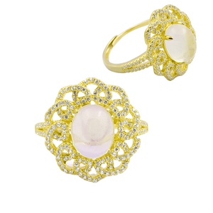 925 Silver Jewelry for Women Pretty Synthetic <strong>Moon</strong> <strong>Stone</strong> <strong>Ring</strong> with Gold Plated 925 Sterling Silver Casual <strong>Rings</strong> for Ladies - Product Image 4