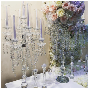 Candelabro transparente de cristal alto de lujo de 8 brazos, candelabro para centros de mesa de boda, candelabro para decoraciones de eventos y fiestas - Product Image 4